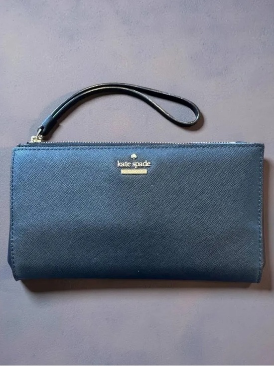 kate spade Handbags - Kate Spade & Camron Street Eliza Navy Blue Leather Wristlet Wallet